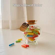 50pcs/Bottle Message Capsule Love Pills Rolled Paper Blank Notes Clear Wishing Bottle Capsule Pills Party Favorite Birthday Wedding Gift (With Wishing Glass Bottle) - Multicolor - View 18