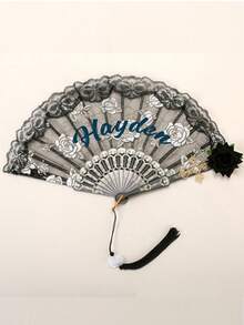 Custom Name Lace Folding Fans ,Custom Personalized Wedding Souvenir,Custom Vintage Rose Lace Folding Fan Elegant Black Hand Fan,Suitable For Wedding Favors, Suitable For Parties & Weddings, Birthday, Mother's Day, Easter And Other Occasions,Compact Design For Easy Travel ,Ornamental Fashionable. - Multicolor - View 19