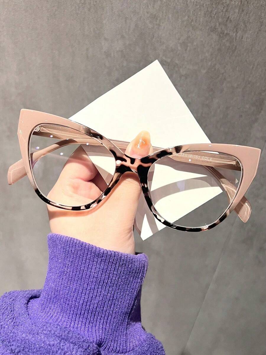 2025 Monture de lunettes de vue et élégante pour femmes, style œil de chat avec blocs de couleurs - Multicolore - Voir 1