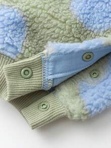 mini bala 儿童羊毛连体衣2025秋季双面保暖连帽套装 - 綠藍色調 - 查看 6