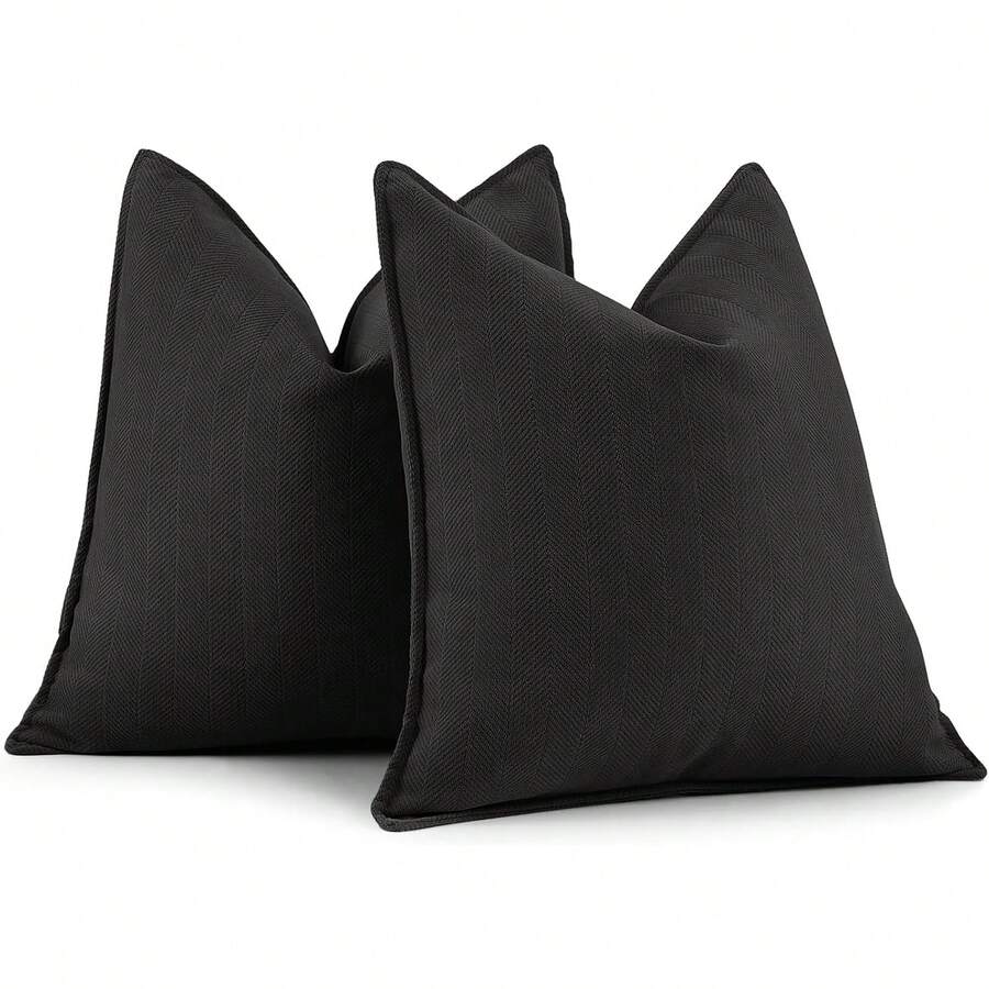 1 chiếc (Không bao gồm ruột gối) Vỏ gối trang trí viền họa tiết vảy cá, Vỏ gối trang trí viền nhung mềm mại sang trọng hiện đại, Thích hợp cho ghế sofa, giường, phòng ngủ, văn phòng, khách sạn, mọi mùa - màu đen - Xem 1