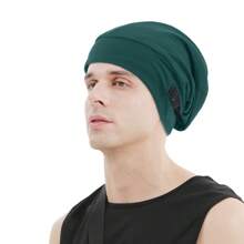 1 件男士可调节莫代尔双层无檐便帽，柔软休闲宽松帽，纯色头饰，适合春秋季、户外运动、所有季节