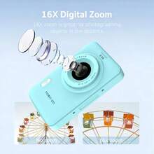 W&O 2025 New 1080P FHD Digital Camera With 32GB Card, Compact Small Cheap Cameras, Rechargeable Photography Camera, 48MP Auto Focus Camera, Puzzle Game,Very Suitable For Entry-Level Novice Photography And Video Recording Enthusiasts. Budget-Friendly Holiday Gift (Thanksgiving, Christmas, Halloween) - 藍色 - 查看 4