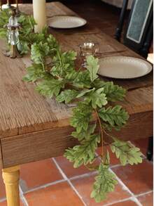 ANNA'S WHIMSY 1pc 170cm Artificial Oak Leaf Vine Garland, Suitable For Autumn, Thanksgiving, Halloween Decor, Indoor Cabinet, Hanging Decoration, Dining Table Center, Staircase Railing, Outdoor Door And Window Decoration,Fake Plants - Multicolor - View 7