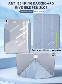 1pc Acrylic Y-Fold Flat Tablet Case, Customizable Text Design, Suitable For IPad Mini6/Mini7/9.7/10.2/10.5/Air4/Air5/10th/10.9/Pro11/Air11(M2)/Pro11(M4)/IPad Air 11-Inch (M3) 2025/Apple IPad(2025), Magnetic Closure, Multi-Angle Stand, Pencil Holder, Transparent Acrylic Back Cover, Sleep/Wake Function, Casual/Minimalist/Blue Tablet Sleeve - Lavender - View 1