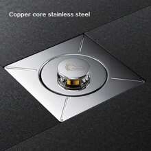 不锈钢浴室地漏，光滑边缘设计，防堵塞，快速排水 - 不锈钢材质，无溢流口，简约白色圆形淋浴地漏，适用于现代浴室 - 銀色 - 查看 7