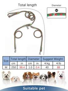 1pc Nylon Material 2-Way Glow-In-The-Dark Pet Leash, Double-Ended Dog Walking Leash Frees Up Hands For Jogging & Walking, Suitable For 2 Pets