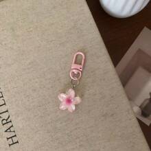 5pcs Colorful Transparent Flower Keychains, Cute Keyring Charms For Bags, Earphone Cases, Accessories