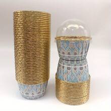 Cakegiugiu 套装，50/100 波西米亚风格带盖纸杯蛋糕，带盖一次性松饼杯，耐热烘焙杯，光泽纸杯蛋糕衬垫，松饼模具，烘焙工具，卷边蛋糕杯，蛋糕托，非常适合婚礼和生日派对 - 藍白色 - 查看 17