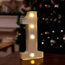 1pc 0-9 Numeral Theme Restaurant Decor LED Light Night Lamp, Party Wedding Cocktail Decoration, Christmas - White - View 5