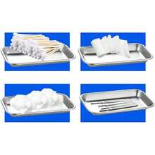 Bandeja de acero inoxidable para cirugía dental (paquete de 2), adecuada para laboratorios, salones de belleza, clínicas dentales, tiendas de tatuajes, cocinas, mesas de comedor, escuelas y otros lugares. - Plateado - Ver 8
