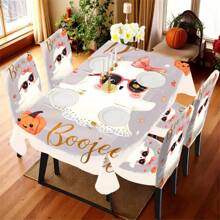 1/4/5/6/7/36件万圣节主题鬼魂印花椅套/椅套套装适用于室内家居餐厅酒店现代日常装饰,派对装饰,婚礼装饰,餐厅装饰,厨房装饰,桌布适用于方桌,弹力椅套可水洗