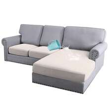 100% Waterproof Seat Cushion Covers For Sectional Couch & Chaise - 3 Pieces, L Shape, Ivory (Large Sofa 2 Seater + 1 Chaise) - Multicolor - View 2