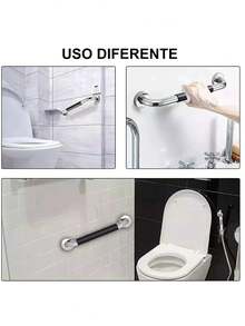Paquete de 2 barras de agarre para bañeras y duchas, barras de agarre antideslizantes de para ducha de acero inoxidable - Plateado - Ver 9