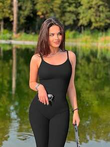 Womens Seamless Spaghetti Strap Leisure Yoga Workout Gym Leggings Padded Bra Jumpsuit Women's Yoga Ribbed One Piece Tank Tops Romper Sleeveless Exercise Jumpsuit Women Yoga One Piece Short Women Summer Shorts Women Sport Shorts Women Summer Dresses Summer Clothes Valentine's Day Outfit, Valentine's Day Clothes, Valentine's Day Wear, Valentine's Day Dress, Valentine's Day Top, Valentine's Day Bottom, Valentine's Day Set Valentine's Day Outfit Valentine's Day Dress Valentine's Day Couple Outfits Valentine's Day Matching Outfits Valentine's Day Dress For Women - 黑色 - 查看 2