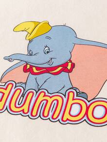 mini bala Dumbo Collab Baby Girl Set Soft Long Sleeve Top + Pants Fall Outfit - Milky White - View 7