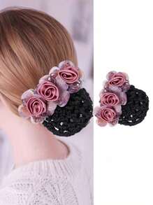 1pc Mesh Professional Daily Basic One-Piece Spring Clip Half Bun Low Ponytail Hair Clip, One-Piece Hair Barrette, Simple Top Clip For Girls ,Hair Accessory