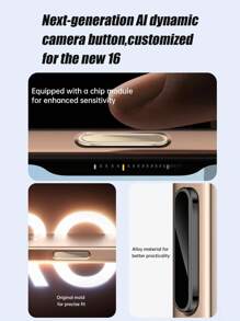 2 pezzi Protezione per pulsante fotocamera compatibile con 16, 16 Plus, 16 Pro Max - Resistente ai graffi, sensore di forza ad alta precisione, copertura di controllo intelligente della fotocamera, controllo touch scorrevole per custodie 16