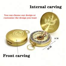 1 Compass For Navigation, Vintage Luminous Pocket Watch Compass, Pure Copper Shell, Suitable For Camping/Orienteering/Hiking Personalized Carved Copper Handwritten Compass | Customize Work Compass Gift For Friends | Anniversary Birthday Wedding Gift