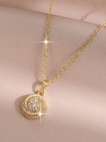 1set/3pcs Fantasy Gold Plated Flower Cubic Zirconia Necklace Earring Set Female Charm Jewelry Gift For Daily Wear And Festivals