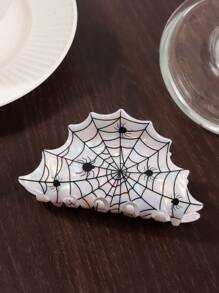 1 Pezzo Fermaglio per capelli stile Y2K a ragnatela di Ognissanti - Con stampa di ragno, di grandi dimensioni - Antiscivolo, accessorio per capelli di moda per Ognissanti, ottima scelta come regalo per le vacanze, fermagli eleganti, accessori per la scuola e il college, autunno e inverno, per outfit da vacanza per donna