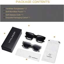 Thick Square  Retro Chunky Rectangle  Protection - 2 ชิ้น - สีดำ + สีเทาใส - ดู 10