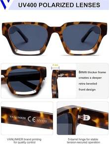 Thick Square  Retro Chunky Rectangle  Protection - เลนส์โพลาไรซ์สีฟ้า C2.26/กรอบสีเต่า - ดู 4