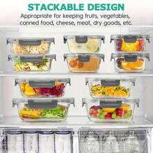 24pcs (12 Lids 12 Containers) Glass Food Storage Containers, With Lids, Ideal For Meal Prep, Kitchen Storage, Lunch Use, Leak Proof, Sealed Glass Lunch Box, Suitable For Microwave, Oven, Fridge And Dishwasher, Local Warehouse - Hộp đen 24 chiếc (12 hộp + 12 nắp) - Xem 3