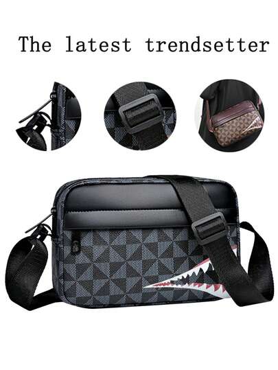 1 pieza Bolso de hombro minimalista de unicolor para hombres, bolso cruzado de material de PU, bolso cuadrado casual versátil y ligero, bolso de pecho/cintura ajustable para hombres, bolso para teléfono para el Día de San Valentín, regalos de San Valentín, bolso de trabajo