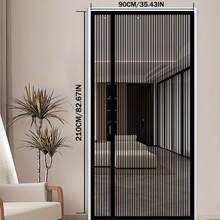 1 Stück schwere magnetische Fliegengittertür, faltbar, Mesh mit kleinen Löchern gegen Mücken, stabil und fällt nicht herunter, Mesh-Material, moderner minimalistischer Stil, schwarzer Vorhang, belüftend und insektenabweisend, geeignet für den täglichen Hausgebrauch und zum Mückenschutz im Sommer