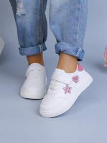 1 双幼儿女童休闲运动鞋，婴儿透气运动鞋春季新款白色运动鞋 - 白色 - 查看 3