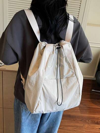 2025 Neuer Mode Rucksack mit Kordelverschluss, Schultasche für Studenten, Campus Rucksack, große Kapazität Schultertasche für Frauen, Lässig