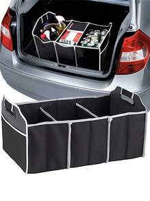 1 pezzo Organizer multifunzionale per il bagagliaio dell'auto ad alta capacità, borsa portaoggetti da viaggio, borsa per protezione degli indumenti, borsa portaoggetti per auto pieghevole e impermeabile con 3 scomparti, contenitore in tessuto non tessuto, borsa portaoggetti pieghevole e portatile, adatta per SUV, Camion, Van, Sedan