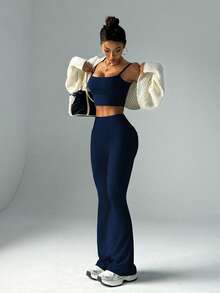 FWH 时尚休闲极简提臀蜜桃塑形优雅街头复古显瘦低调奢华俏皮可爱青春校园经典拉长腿部线条浪漫简约三件套活力高端混色修身高腰百搭多色喇叭裤新品欧美风收腹运动阔腿瑜伽裤紧身裤春季 - 彩色 - 查看 7