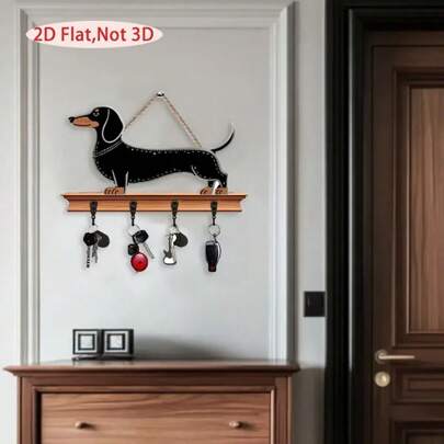 1pc Vintage Dachshund Theme Wooden Hook Wall Decor, Suitable For Entryway, Office Or Living Room, Perfect Gift For Animal Lovers, Home Decor Accessory | Working Dog Design | Wooden Wall Art