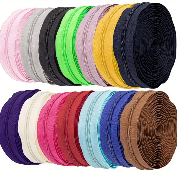 1 set de 4.5 metros de longitud con 5 tiradores de cremallera plateados, cremallera de nilón #5, color opcional. Adecuado para bolsos, equipaje, bolsillos de ropa, textiles para el hogar y talla grande. Tiradores de cremallera #5 sin cierres.