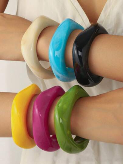 1 件女士多巴胺树脂手链，优雅独特的手链配饰