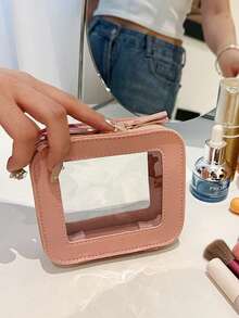 透明小化妆包，适用于钱包，透明迷你化妆包，适用于学校，可爱透明化妆包，适用于旅行，微型皮革白色化妆收纳包，适用于背包，盥洗包，防水方形拉链袋，铅笔盒，口红包，化妆包，旅行必需品，假期，暑假，返校，学校用品，女士旅行包，旅行化妆包 - 白色 - 查看 19