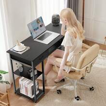 48 Inch Desk With 2 Drawers Home Office Computer PC Table, Black A - màu đen - Xem 5
