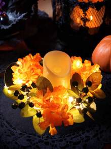 1/2 pièces Beau support de bougie décoratif thème d'automne d'Halloween. Idéal pour les amateurs de décoration d'Halloween à la maison. Parfait pour décorer votre table à manger, cheminée ou buffet pendant Halloween, ajoutant une atmosphère festive chaleureuse à n'importe quel espace. (Bougies non incluses)