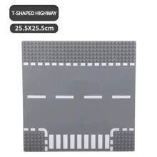 Bloques de construcción de partículas pequeñas, escena de arquitectura de ciudad, base de bloques de construcción de intersección de carretera en forma de T, juguete de construcción, regalo, escena de juguete