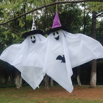 1pc Halloween Hanging Ghosts Decor, Outdoor Hanging Ghosts, Hanging Ghosts Outdoor Decorations, Ghost Of Halloween Decorations, Flying Ghost Halloween