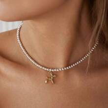 1pc Lovely Sweet Balloon Puppy Pendant Necklace, Fashion Jewelry Accessories For Women, Suitable For Daily Use, Music Festival, Party, Great Gift For Friends, Puppy Keep
