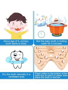 2 piezas/1 pieza- Caja para guardar dientes de bebé, caja de almacenamiento de dientes de madera para niños que han perdido dientes, recuerdo para niños - almacena 20 dientes de leche perdidos, cabello fetal y registra información del bebé, regalo para recién nacidos, cumpleaños y baby shower - Caqui - Ver 5