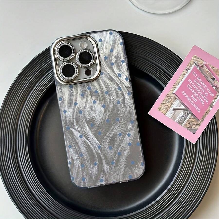 Funda para teléfono 1 pieza Funda adecuada para teléfono móvil S 11 Xsmax 12 13 14 15 16 Plus Pro Lindas flores pequeñas Gasa Bordes suaves Sentido de gama alta Agujeros finos Moda Pareja anticaída - Blanco - Ver 1