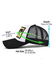 1pc Unisex Embroidered Mesh Baseball Cap With Letter Patch, Curved Brim, Suitable For Outdoor Activities, Daily Wear Street