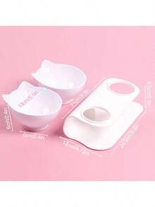 1pc Cartoon Cat Design Pet Bowl - White - View 3