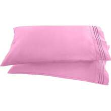 Elegante y cómodo® 1500 hilos, diseño de cadena, calidad egipcia, lujosa, suave como la seda, resistente a las arrugas y al decoloramiento, funda de almohada de 2 piezas - todos los tamaños y colores, rey blanco - Rosa Pálido - Ver 1
