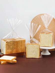 50/100个透明塑料袋，吐司面包袋（带扎带），用于存放吐司、面包、干果和零食 - 可重复使用OPP扁平袋，新鲜便捷，家居用品 - 彩色 - 查看 10