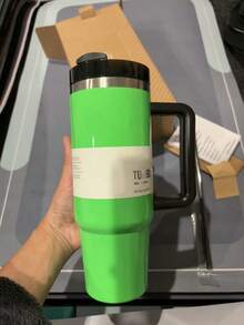 Stanley40oz Stylish Tumbler With Straw & Handle - Dopamine Series Double-Walled Insulated Stainless Steel Cup, Leakproof Design For Office, Camping, Sports, Home, Perfect Gift - #A009 - 查看 2